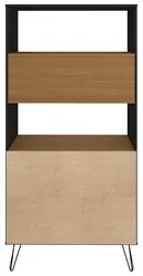 Estante Livreiro Decorativa 2 Portas Industrial Lit A06 Freijó/Preto -