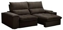 Sofá Retrátil 3 Lugares com Porta Copo 230cm Andes F05 Veludo Marrom E