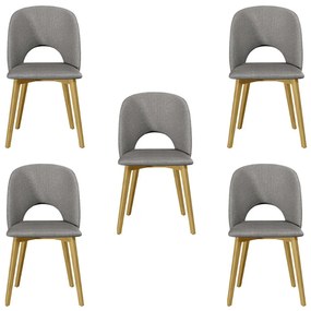 Kit 5 Cadeiras Decorativas Sala de Jantar Madeira Maciça Hadassa Linho Cinza/Freijó G13 - Gran Belo