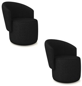 Poltrona Decorativa Orgânica Fixa para Sala kit 2 Malu Linho M11 - D'Rossi - Preto