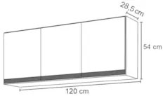 Armário de Cozinha Aéreo 120cm 3 Portas Virgínia Branco - Lumil