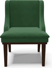 Kit 10 Cadeiras de Jantar Liz Veludo Verde Base Fixa Madeira Tabaco D03 - D'Rossi