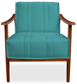 Poltrona Decorativa Vincenzza Veludo Azul Tiffany