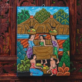 Tela Trabalhadores de Bali 40x30cm
