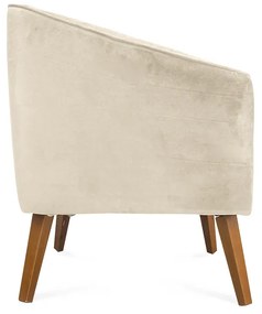Kit 2 Poltronas Decorativas Dalia Pés de Madeira Suede Bege - Sheep Estofados - Bege