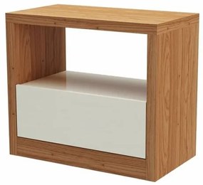 Mesa de Cabeceira Kiev com 1 Gaveta cor Freijo com Off White - 57711 Sun House