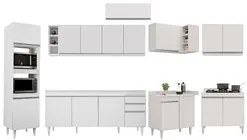Armário de Cozinha Modulada de Canto 9 Peças CP04 Balcão Branco - Lumi