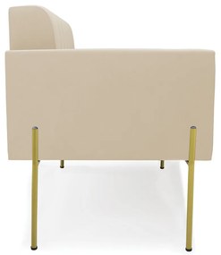 Sofá Namoradeira 2 Lugares Pé de Ferro Dourado Elisa Suede D03 - D'Rossi - Bege