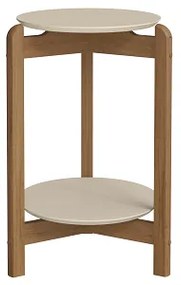 Mesa Lateral Lizz Off White/Cedro - Casa D Móveis