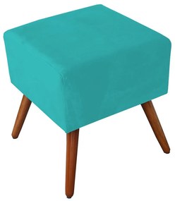 Kit Poltrona Gabi Pé Palito + Puff Quadrado Suede Azul Tiffany Sala, quarto, amamentação