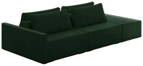 Sofá Ilha Modulado Milos 252cm Puff Lateral Veludo Verde G33 - Gran Belo