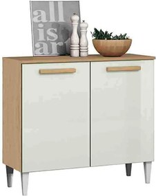 Balcão Cozinha com Tampo 92cm 2 Portas Nicole A09 - D'Rossi - Atacama e Off White