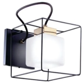 Arandela Aramado Vidro Quadrado 12X17X15Cm Metal E Cubo 01Xg9 |Old Art... (COBRE FOSCO, FOSCO (BRANCO))