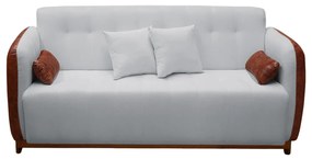 Sofá 3 Lugares Liverpool 1,90 m Compose Corino Ocre/Cinza C/ Botão - Decorar Estofados