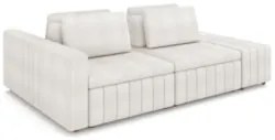 Sofá Ilha e Puff Sala Living 265cm Siesta Z32 Boucle Bege Claro - Mpoz