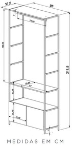 Roupeiro Closet Estantes Cabideiro Mesa Estilo Industrial