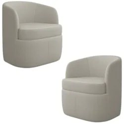 Kit 2 Poltronas Giratória Decorativa para Sala Dandara Z08 Boucle Bege