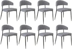 Cadeira de Jantar Estofada Kit 8 Chloe M25 Linho Lautrec Cinza - Mpoze