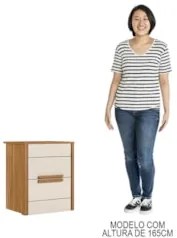 Mesa de Cabeceira 2 Gavetas 51cm Lara Z17 Freijó/Off White - Mpozenato