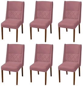 Kit 6 Cadeiras de Jantar Lecce Veludo Rose