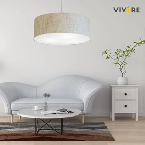 Lustre Pendente Cilíndrico Md-4217 Cúpula em Tecido 50x15cm Rustico Bege - Bivolt