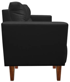 Sofá Namoradeira Livia Suede Preto Pés Chanfrado Castanho - D'Rossi