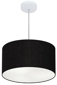 Lustre Pendente Cilíndrico Md-4019 Cúpula em Tecido 40x21cm Preto - Bivolt