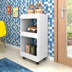 Kit 2 Armários Multiuso para Cozinha Seul com Rodízios L03 Branco - Mp