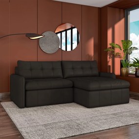 Sofá Retrátil Bipartido Sala de Estar Belém 224cm Couro Marrom G52 - Gran Belo