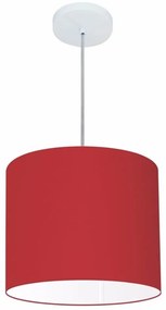 Lustre Pendente Cilíndrico Md-4143 Cúpula em Tecido 35x25cm Bordo - Bivolt