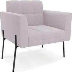 Poltrona Para Sala Pé Metal Preto Kit 2 Ana Bouclé Rosê - Ibiza