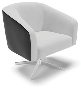 Poltrona Decorativa Giratória Cromada Kit 2 Stella  Preto/Linho Cinza  D03 - D'Rossi