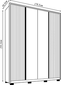 Guarda Roupa Solteiro Glory 4 Portas de Bater 3 Gavetas MDF Freijo/OffWhite G11 - Gran Belo