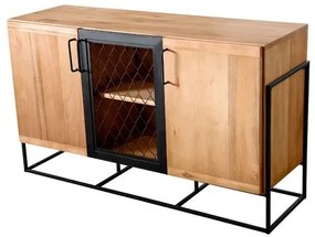 Balcão Rumba Industrial em Madeira Mel e Base Preta com 139cm de largura - 70308 Sun House