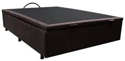 Base Box Baú para Cama Casal 138x188cm Liz S05 Suede Bordado Marrom -