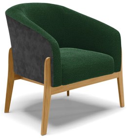 Poltrona Decorativa Base Madeira Stella PU Preto/Bouclê D03 - D'Rossi - Verde