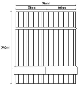 Painel Ripado de Parede com Gaveta 2,00x2,65  Slatted MDP Mel/Off White G44 - Gran Belo