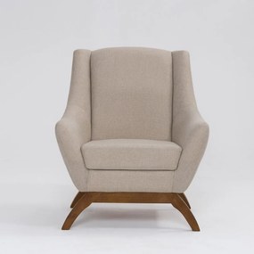 Poltrona Decorativa Mildred D07 Pés Madeira Linho Aveia - D'Rossi