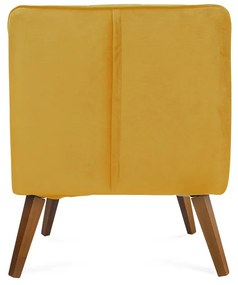 Kit 2 Poltronas Decorativas Dalia Pés de Madeira Suede Amarelo - Sheep Estofados - Amarelo