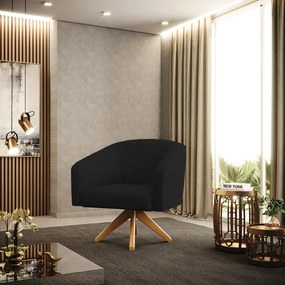 Poltrona Decorativa Giratória MA30 Stella Linho D03 - D'Rossi - A79 Preto