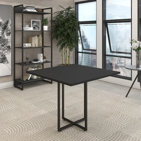 Mesa de Jantar 04 Lugares Jade 90 cm Preto Base Metálica Industrial Preto M05 - D'Rossi