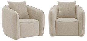Kit 02 Poltronas Decorativas Sala de Estar Recepção Florença Linho - ADJ Decor