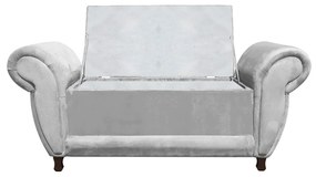 Recamier com Baú Itália Namoradeira Calçadeira Suede Cinza - D'Rossi