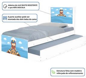 Cama Solteiro Infantil com Cama Auxiliar 195x96cm Personagens K02 - D'Rossi - MARINHEIRO