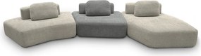 Sofá Ilha Sala de Estar 2 Módulos e Chaise Dakota Encosto Almofadas Soltas Bouclê Rústico Greige/Cinza G33 - Gran Belo