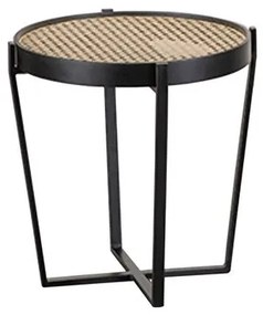 Mesa Apoio Lira Baixa Tampo Preto+Palha Base Preta - 77981 Sun House