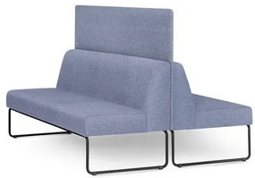 Sofa Pix com 2 Unidades e Painel Divisor Assento Mescla Azul Base Aco Preto - 55071 Sun House