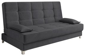 Sofá Cama Equador 193 cm Encosto Reclinável Veludo Pés Plástico Cromado - D'Rossi - Grafite