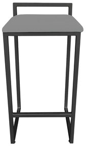 Conjunto 02 Banqueta Alta Industrial Pietra Suede Base Preto D'Rossi - Grafite