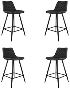 Kit 4 Banquetas Decorativas Magé PU Matelassê c/Apoio para os Pés Base em Aço Cinza G56 - Gran Belo